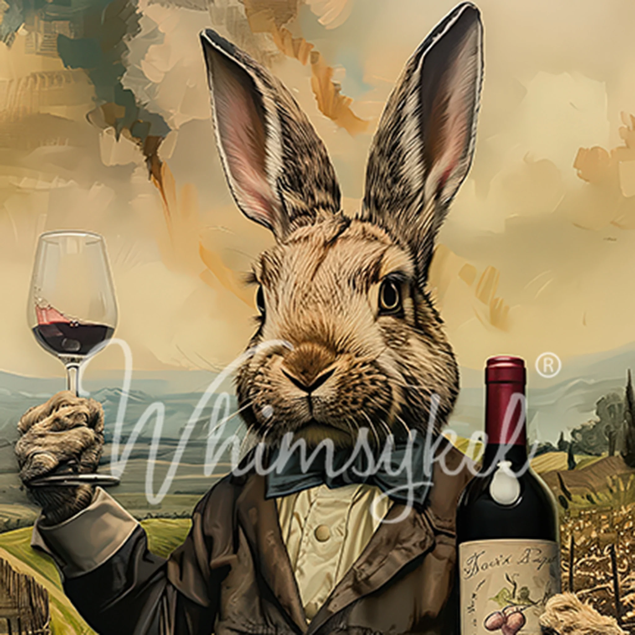 Whimsykel - Bunny Bordeaux Decoupage Paper (21x29, 14x20)