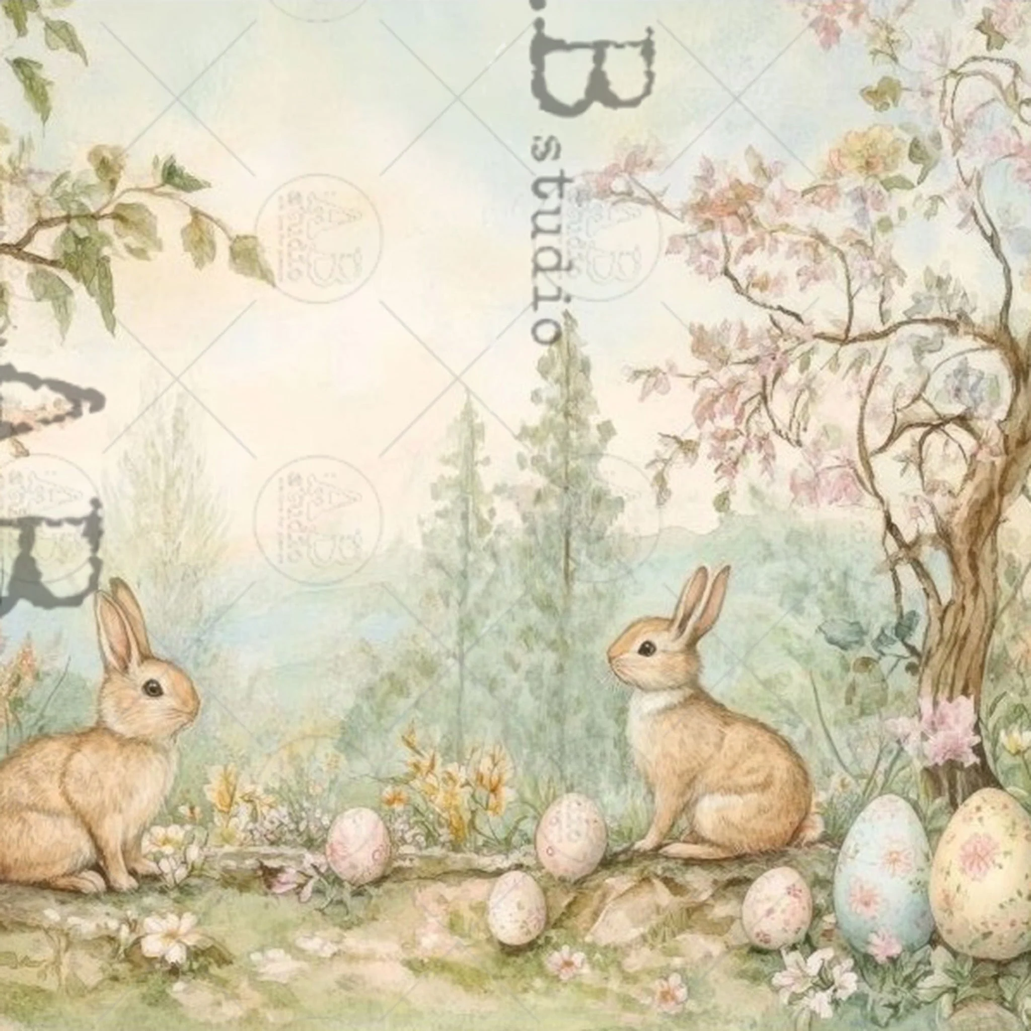 Carte Italiano - Cottage Garden Easter Frame Decoupage Paper (A4 Size)
