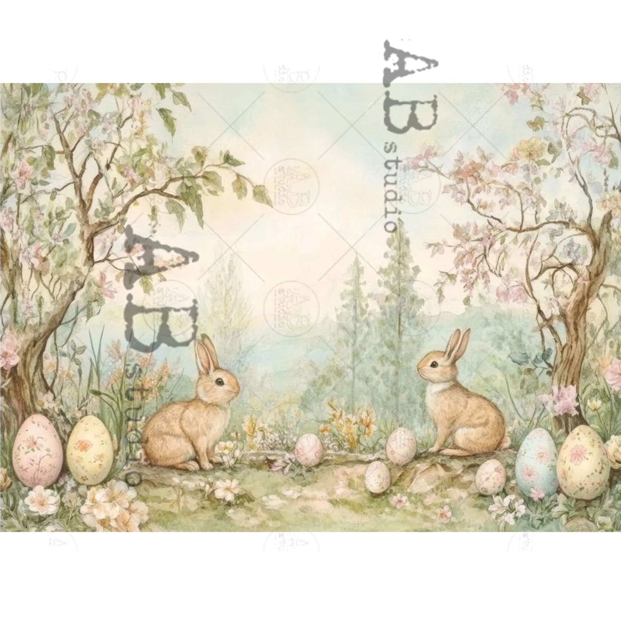 Carte Italiano - Cottage Garden Easter Frame Decoupage Paper (A4 Size) - Image 2