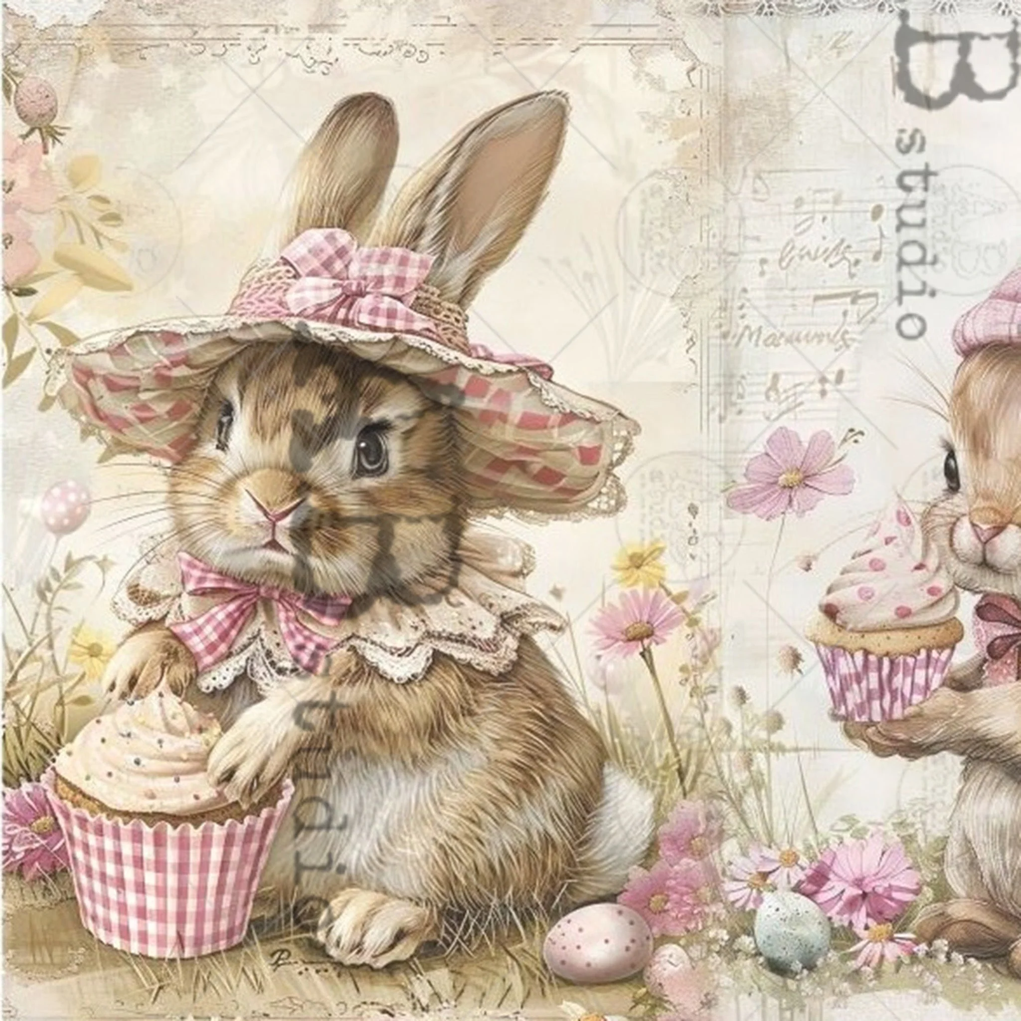 Carte Italiano - Easter Bunnies & Bonnets Decoupage Paper (A4 Size)