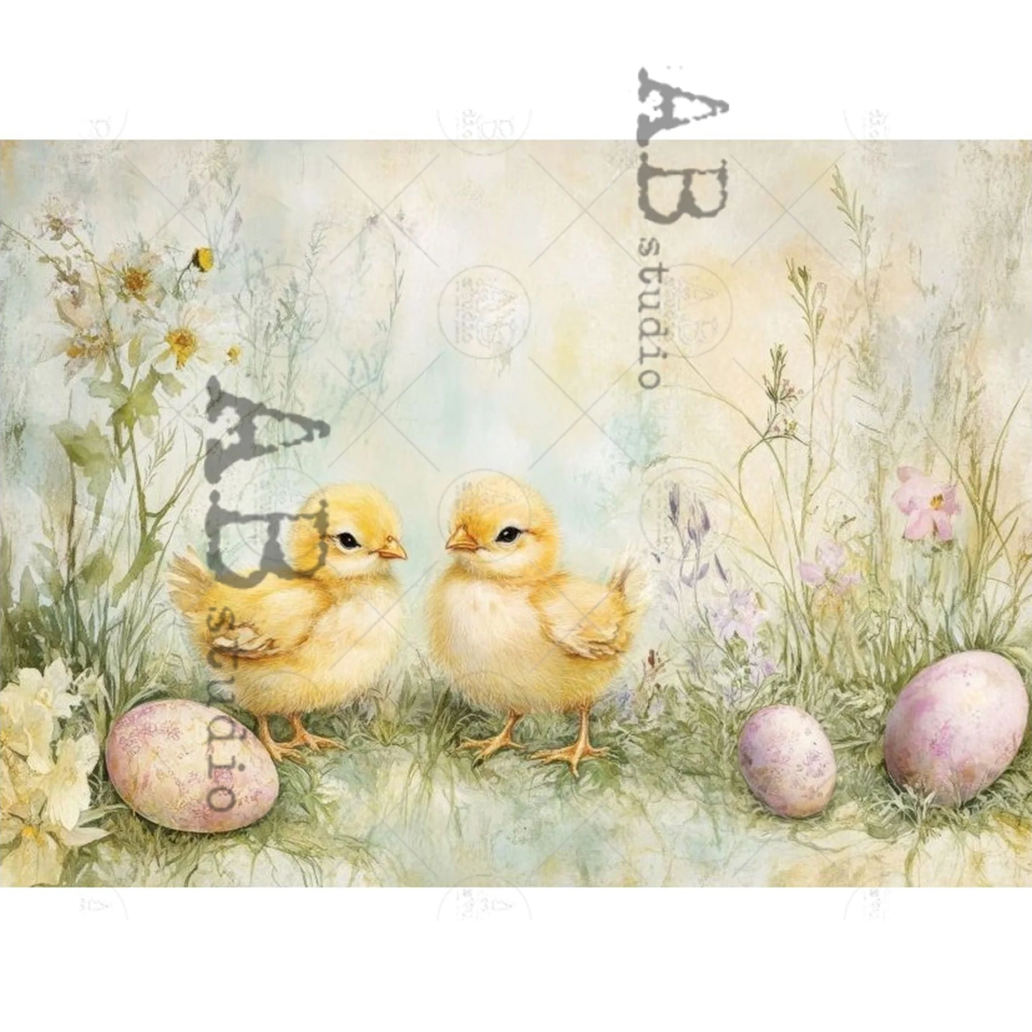 Carte Italiano - Pastel Easter Scene Decoupage Paper (A4 Size) - Image 2
