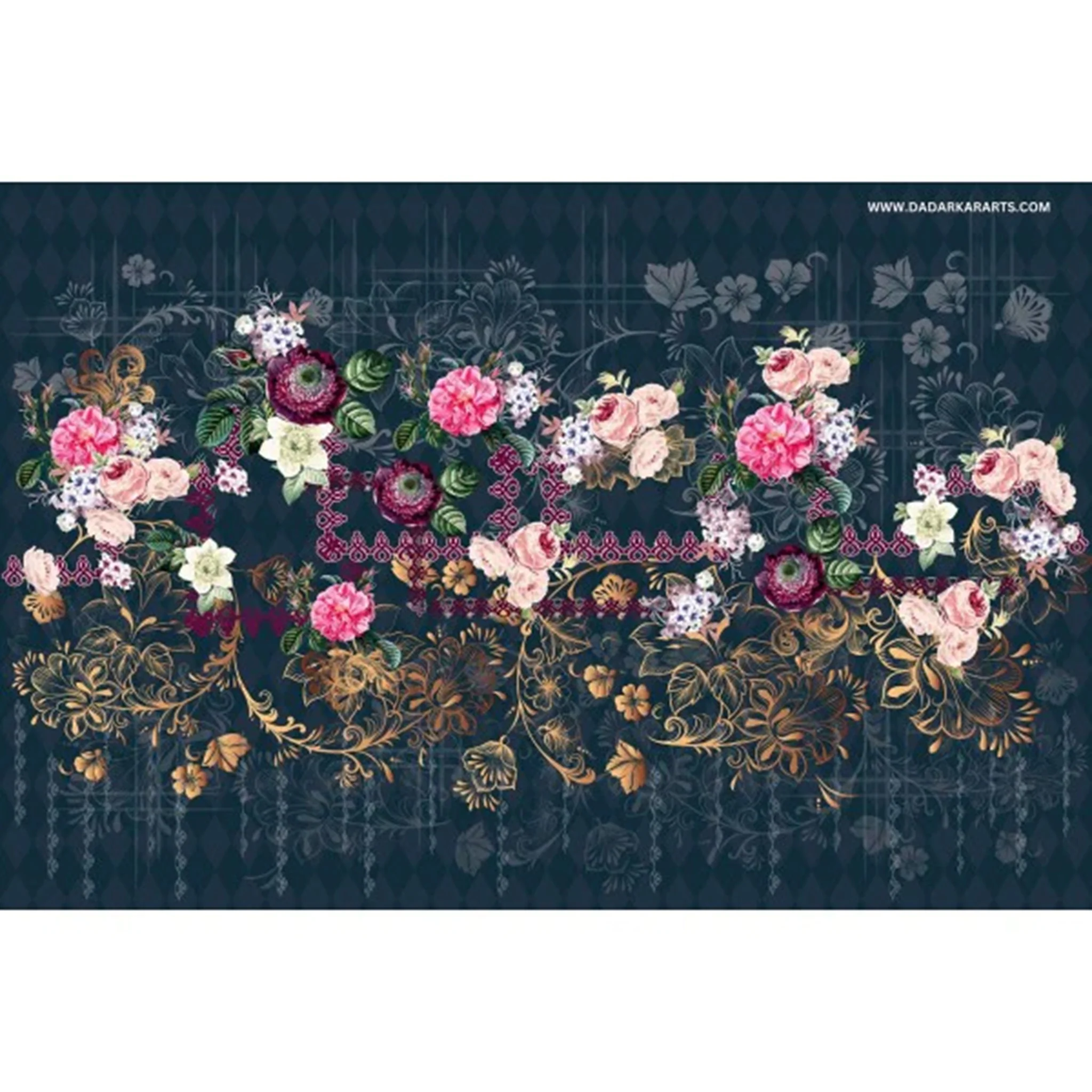 Dadarkar Art - Midnight Bloom Decoupage Paper (A3 Size) - Image 2