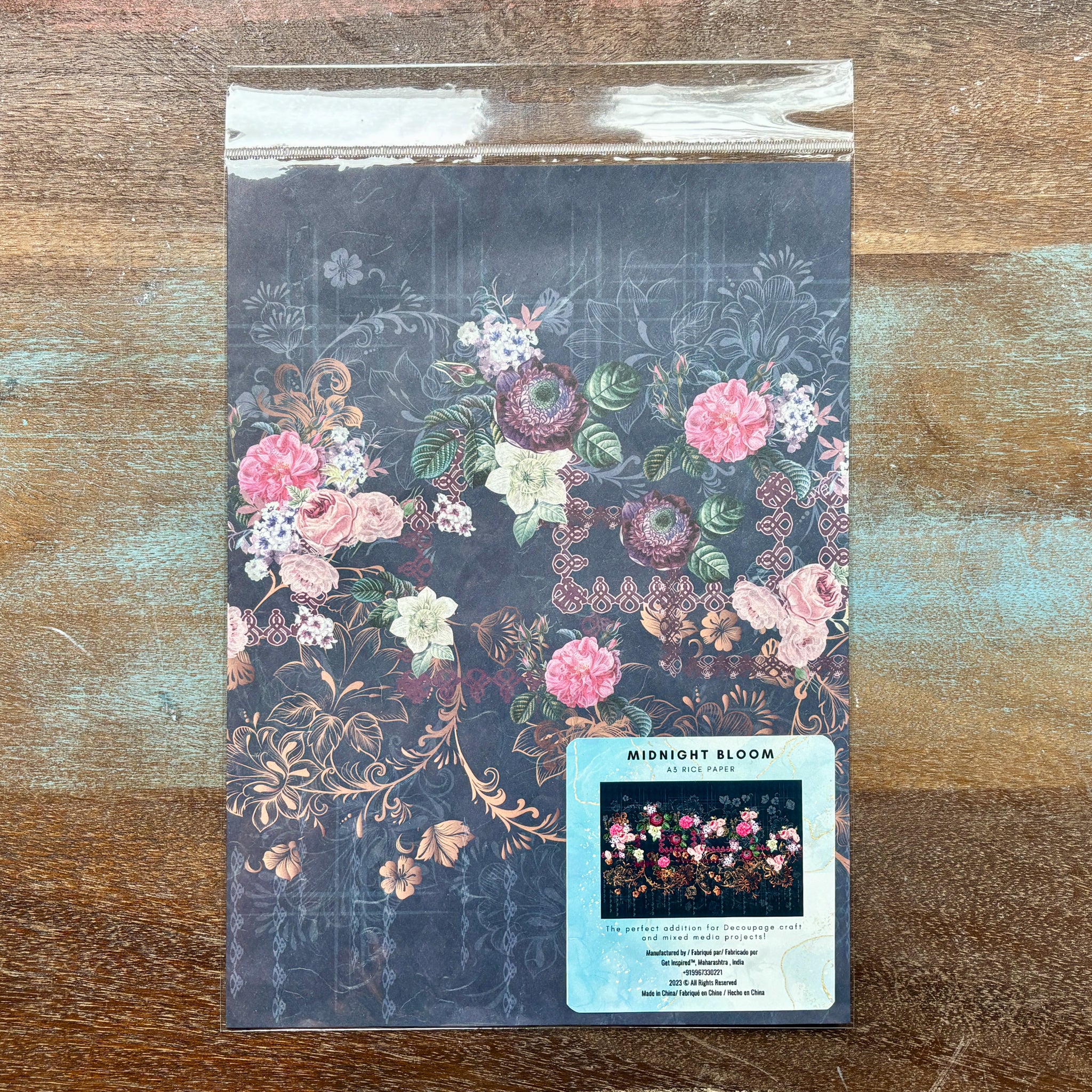 Dadarkar Art - Midnight Bloom Decoupage Paper (A3 Size) - Image 3