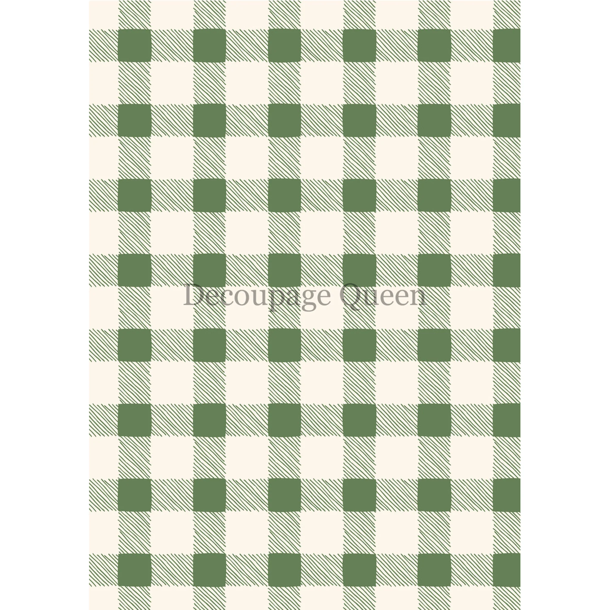 Decoupage Queen - Green Checks Decoupage Paper (A1 Size) - Image 2
