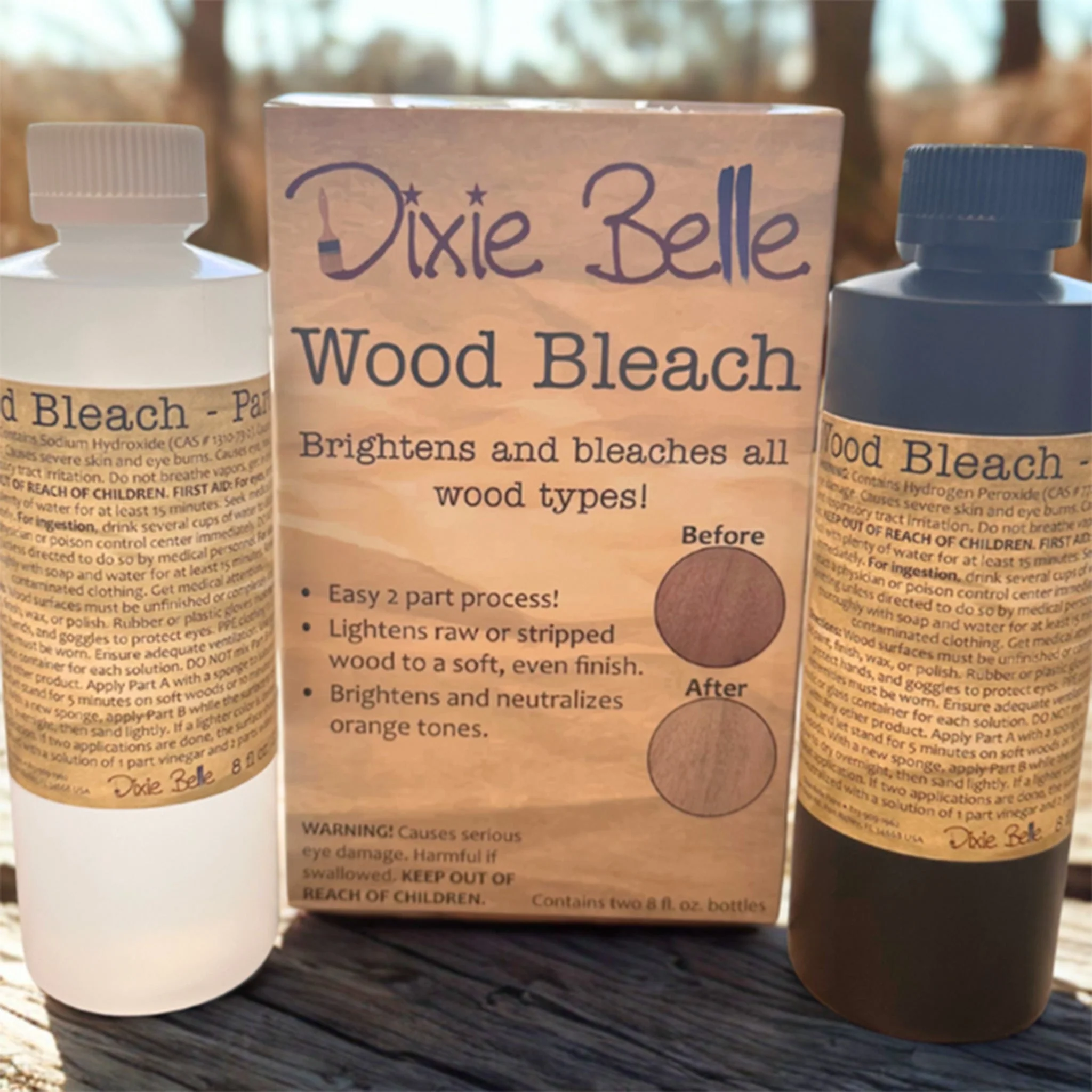 Dixie Belle Wood Bleach Kit | 2-Part System to Lighten & Prep Raw Wood (8 oz Bottles) - Image 3