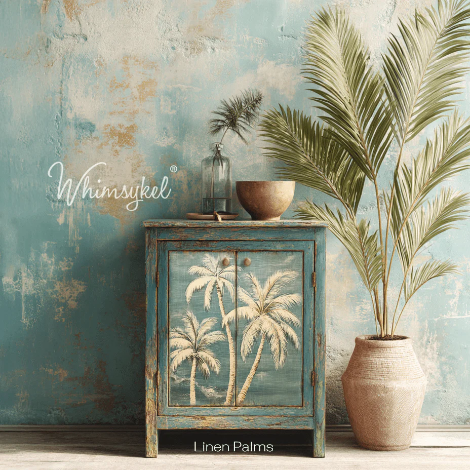 Whimsykel - Linen Palms Decoupage Paper (21x29 Size) - Image 2