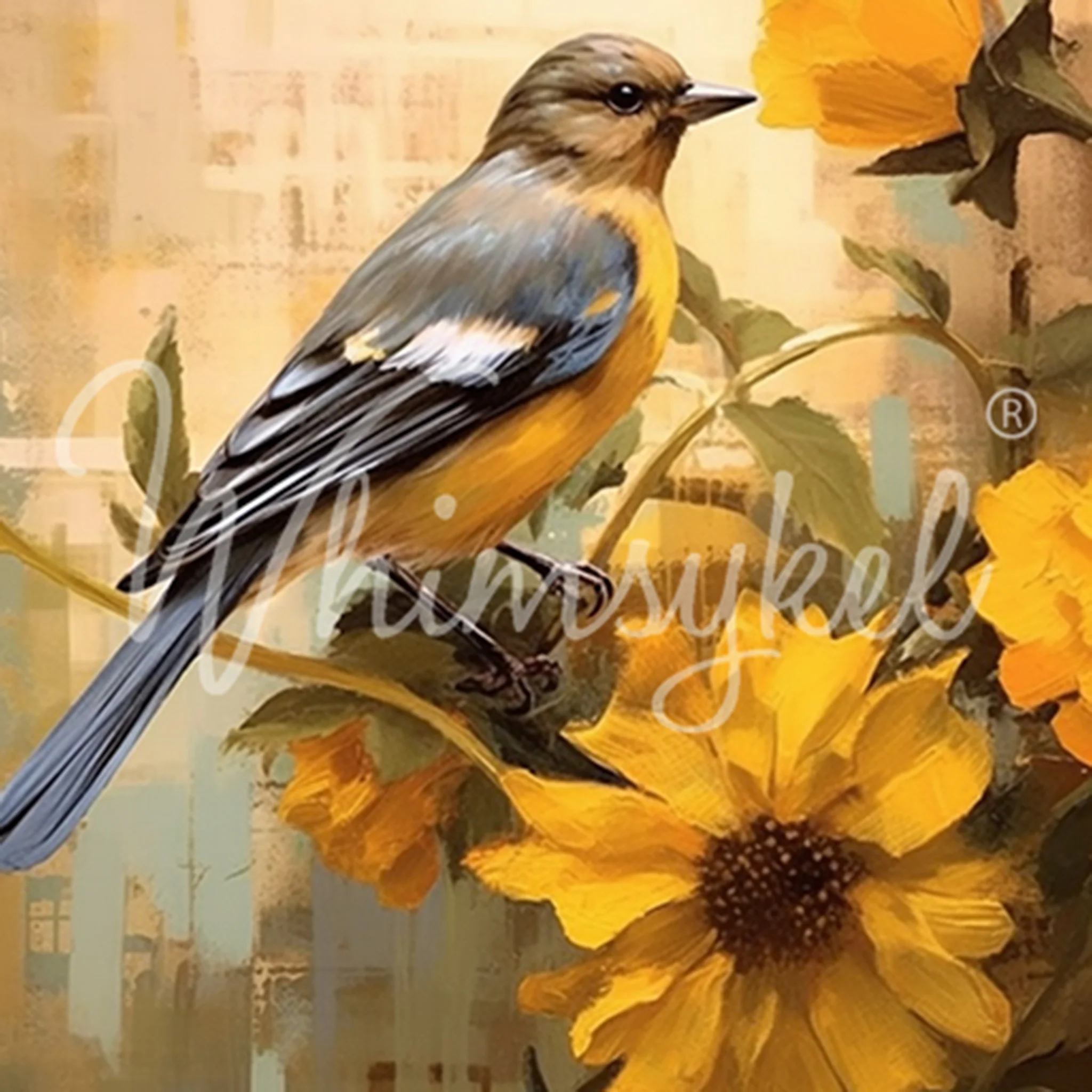 Whimsykel - October Bird Decoupage Paper (21x29, 14x20)