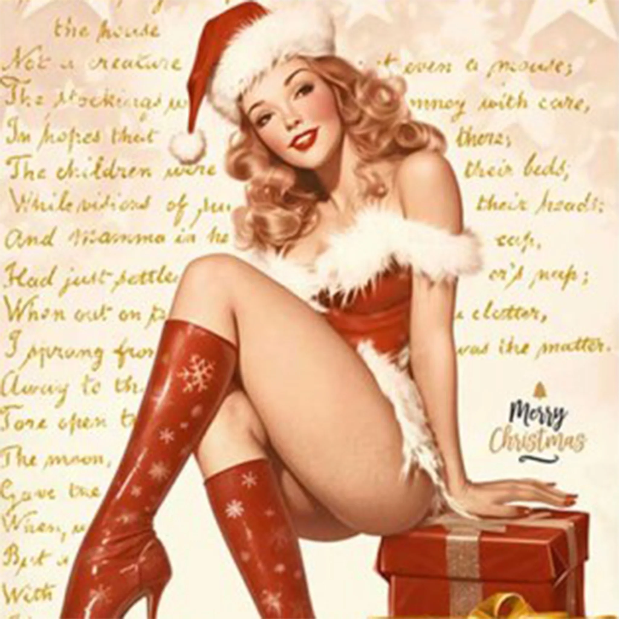 Paper Designs Italy - Christmas Pinup Girl Decoupage Paper (A3 Size)