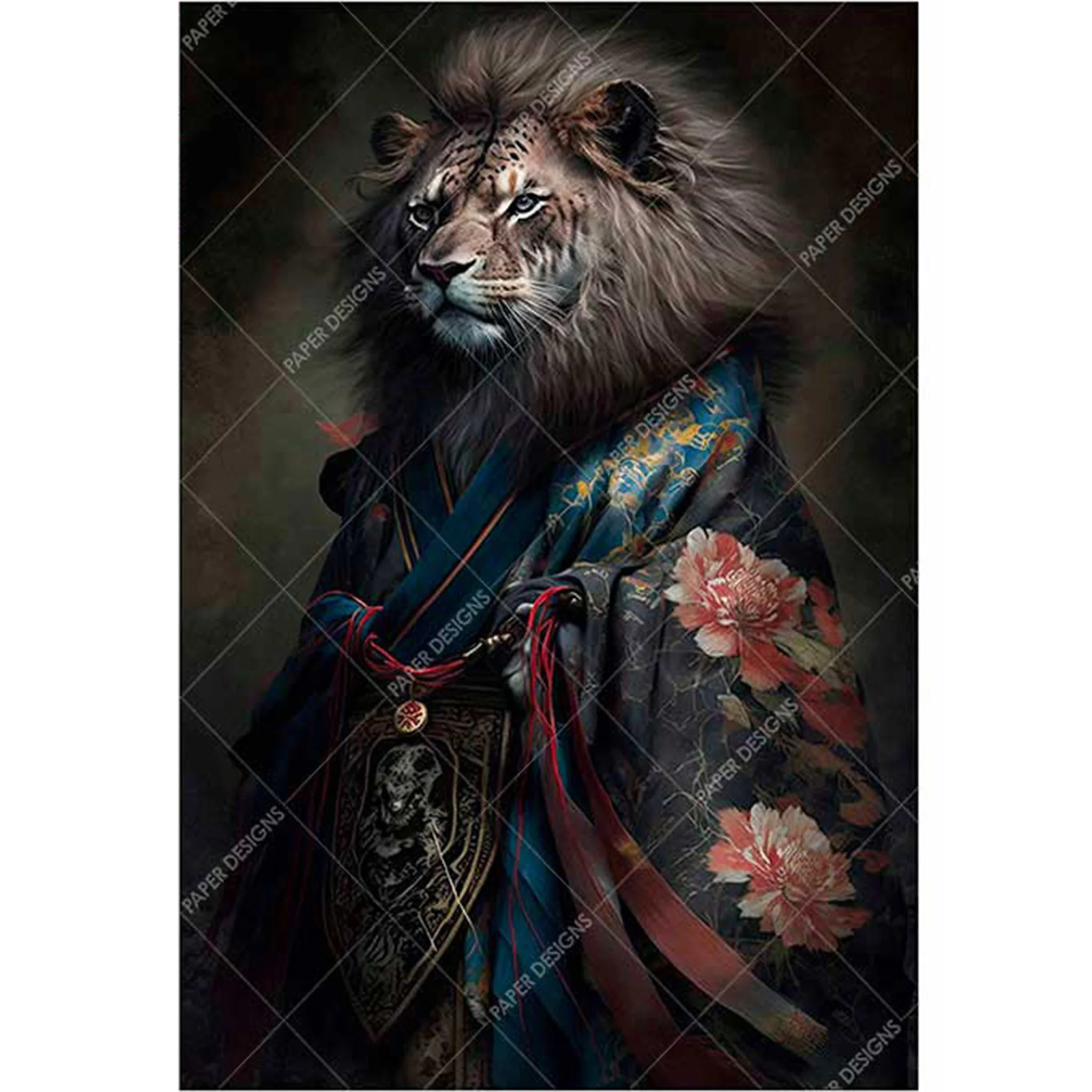 Paper Designs Italy - Regal Lion Emperor Decoupage Paper (A1 Size) - Image 2