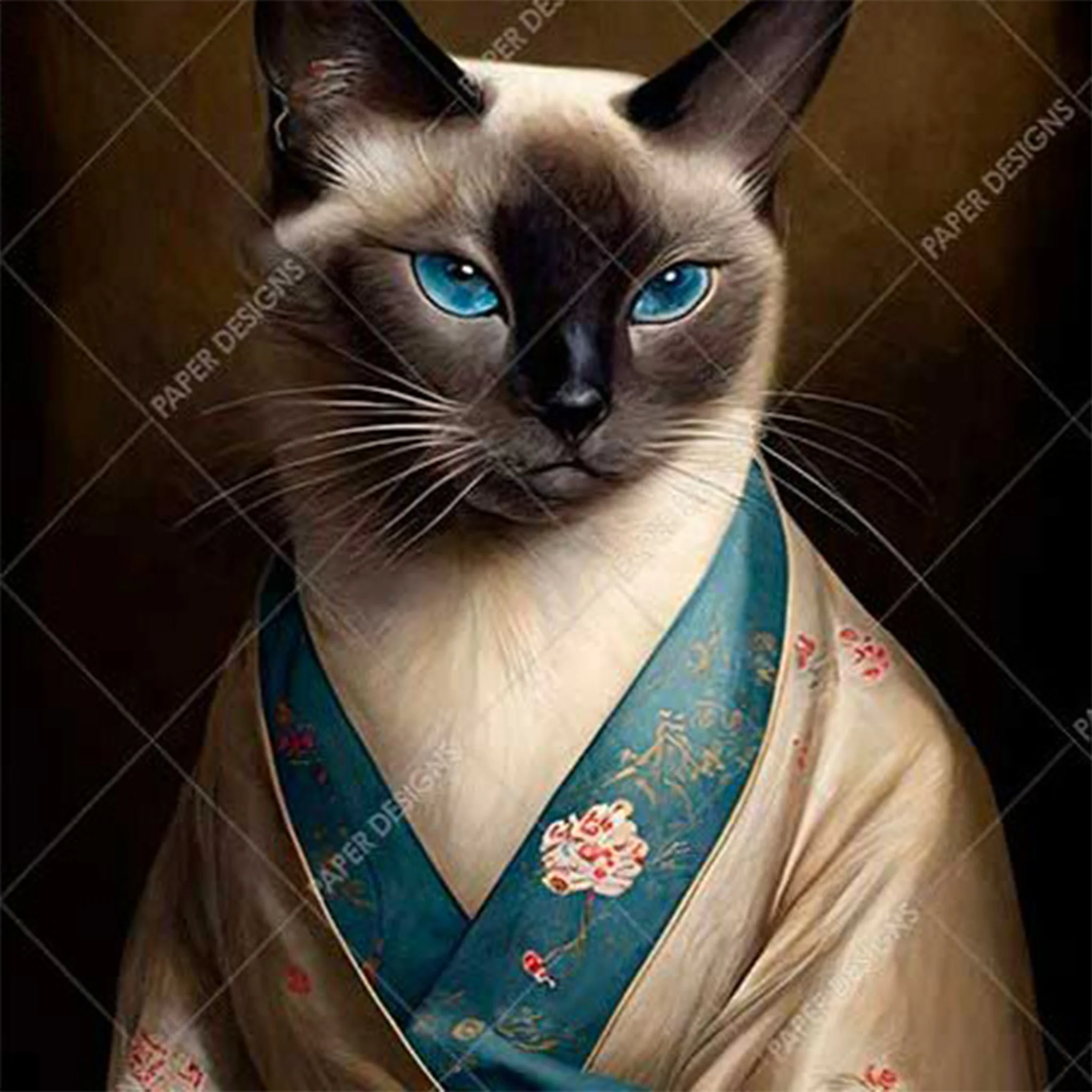 Paper Designs Italy - Regal Siamese Cat Decoupage Paper (A1 Size)