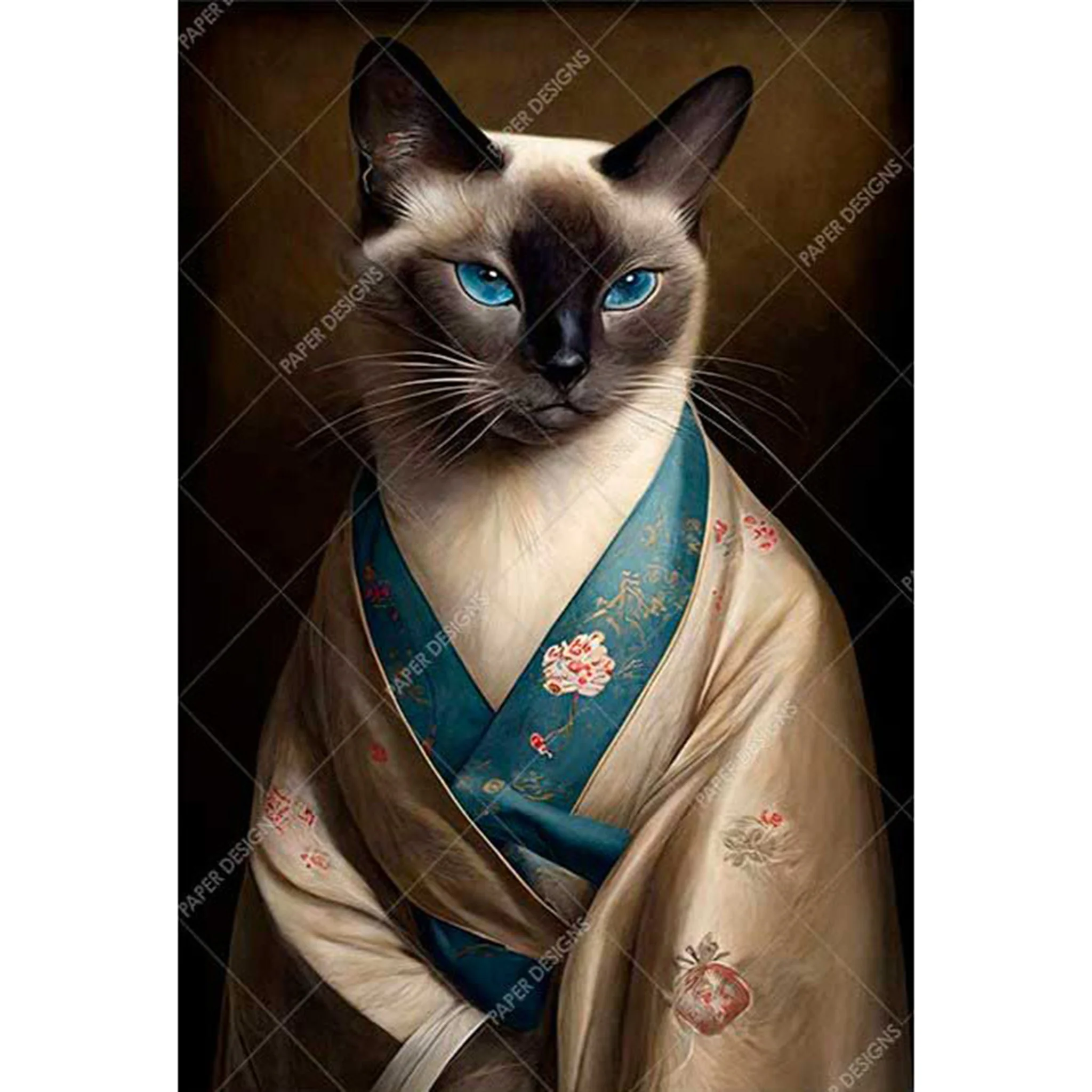 Paper Designs Italy - Regal Siamese Cat Decoupage Paper (A1 Size) - Image 2