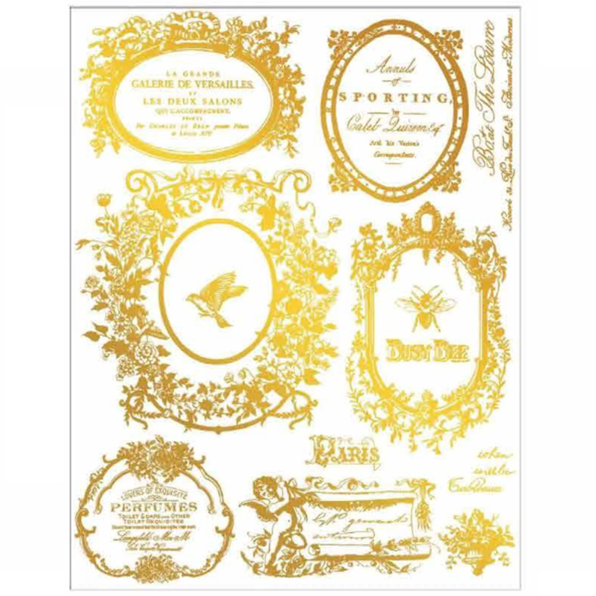 ReDesign with Prima - Fleur de Minuit Gold Water Slide Transfers, 2 Sheets - Image 4