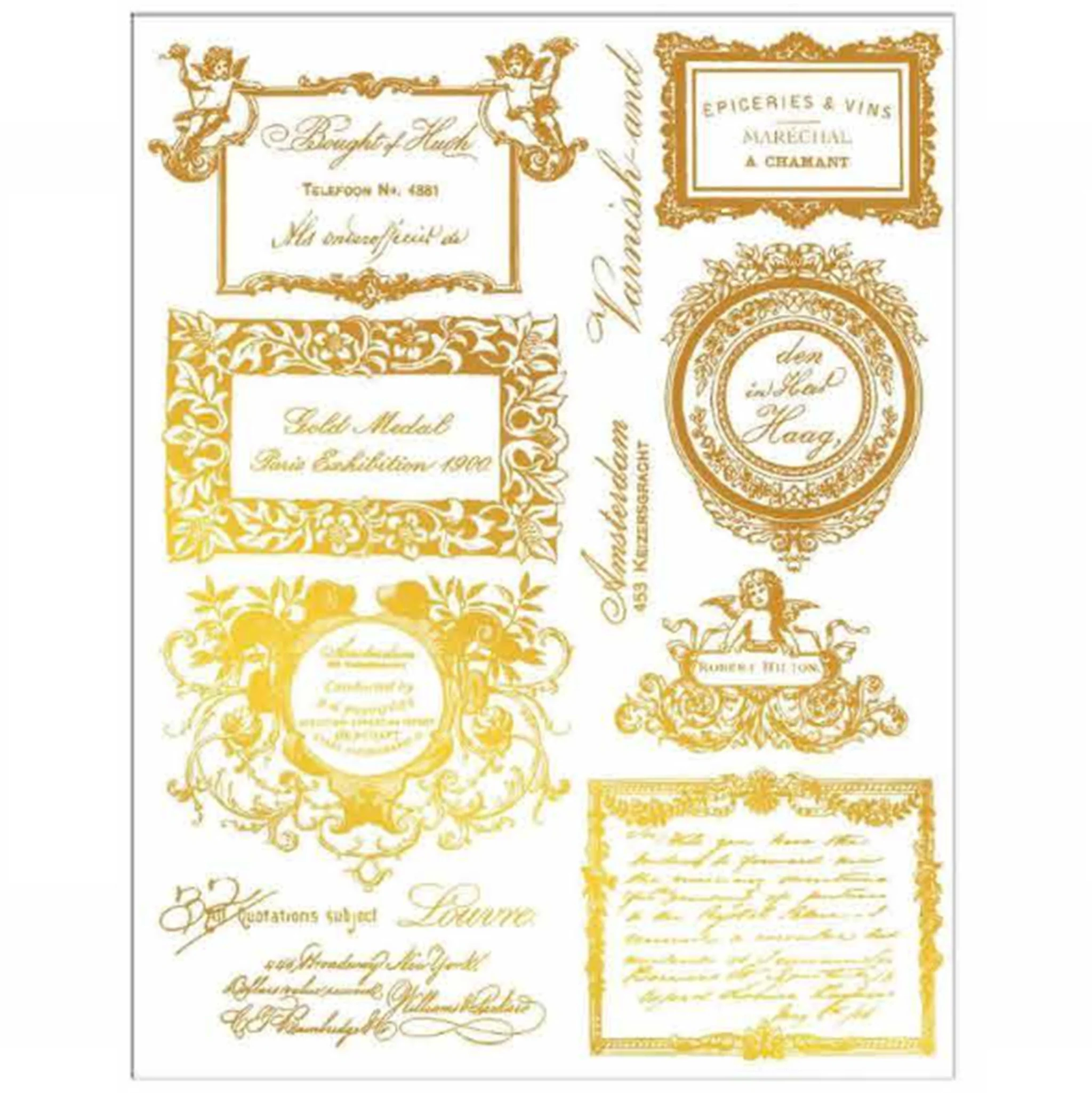 ReDesign with Prima - Fleur de Minuit Gold Water Slide Transfers, 2 Sheets - Image 5