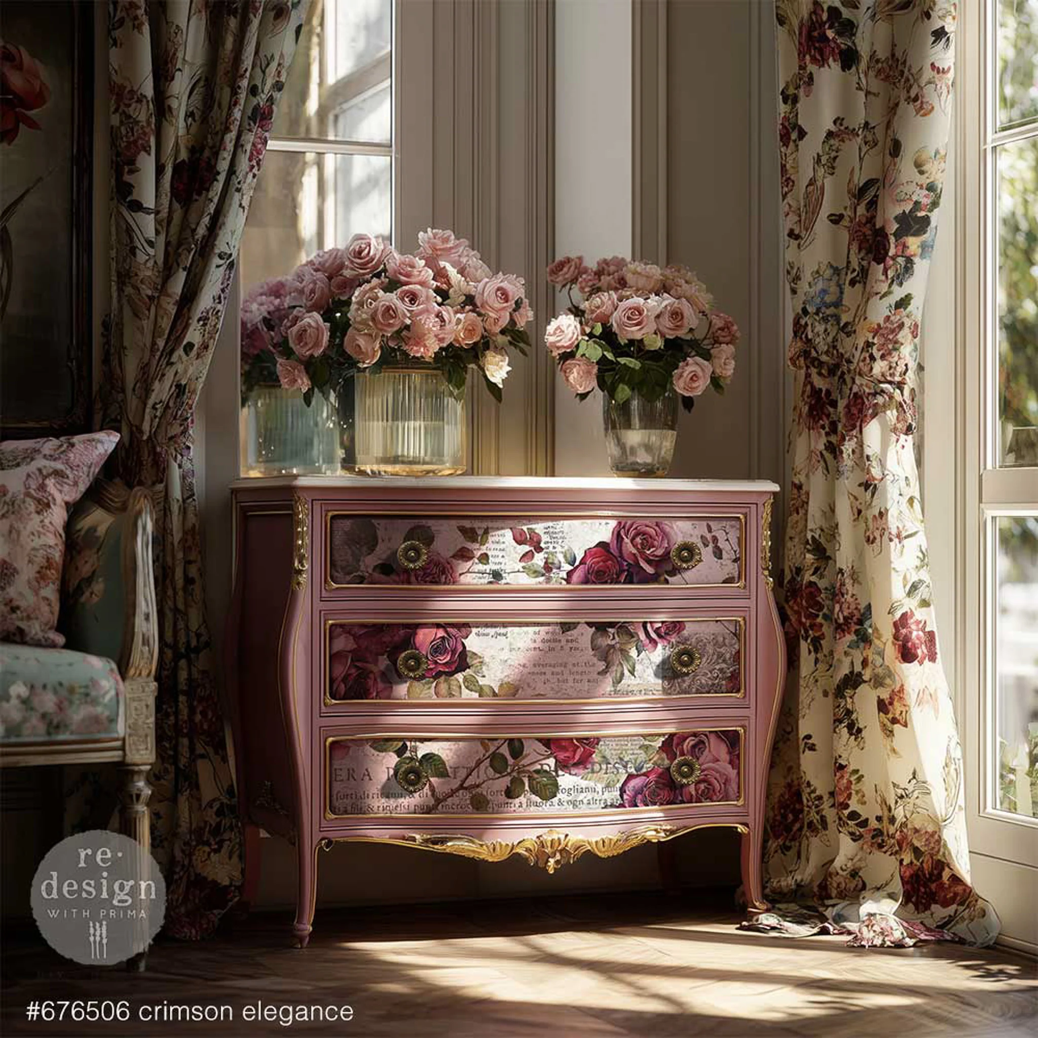 ReDesign with Prima - Crimson Elegance Decoupage Paper Set - Image 3