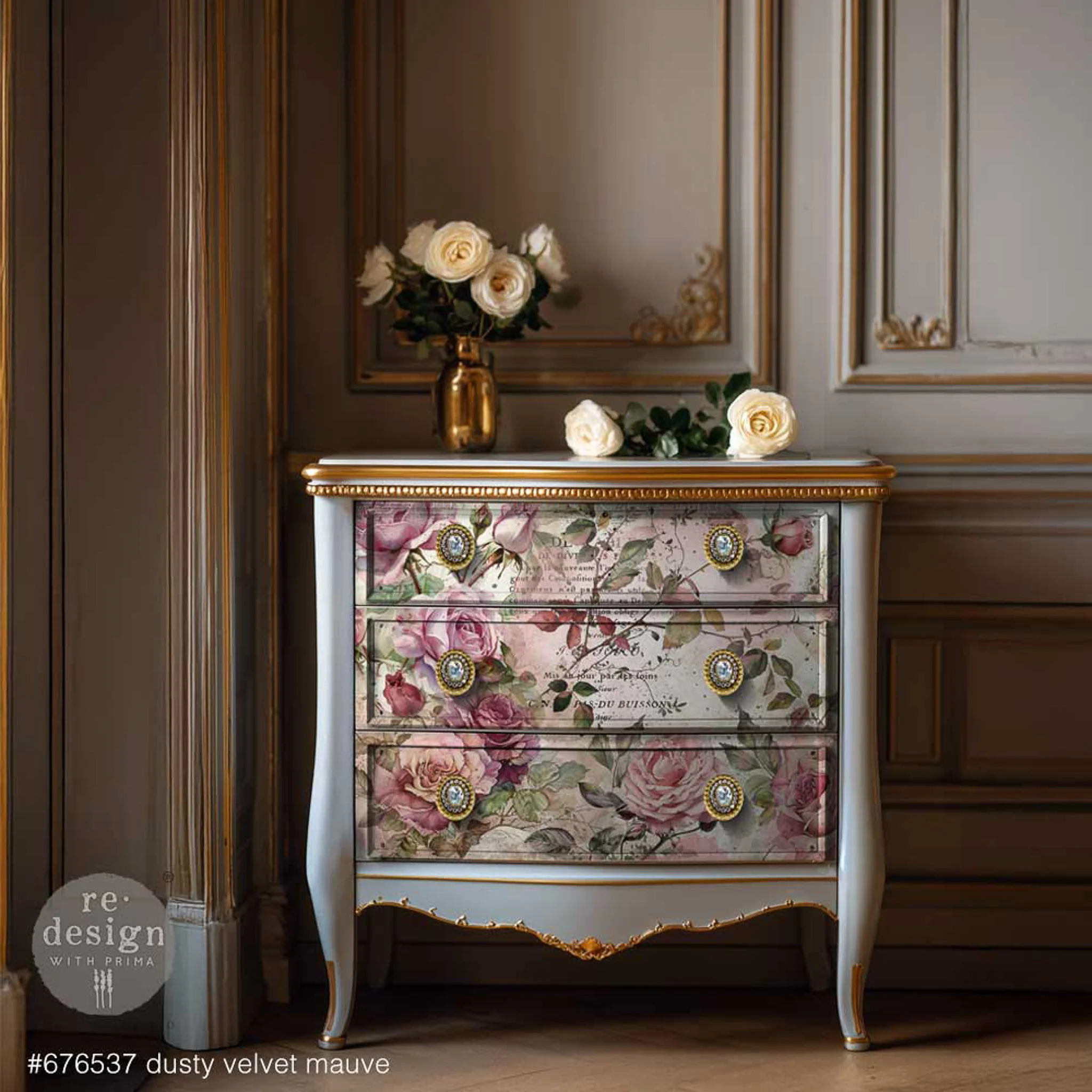 ReDesign with Prima - Dusty Velvet Mauve Decoupage Paper Set - Image 3