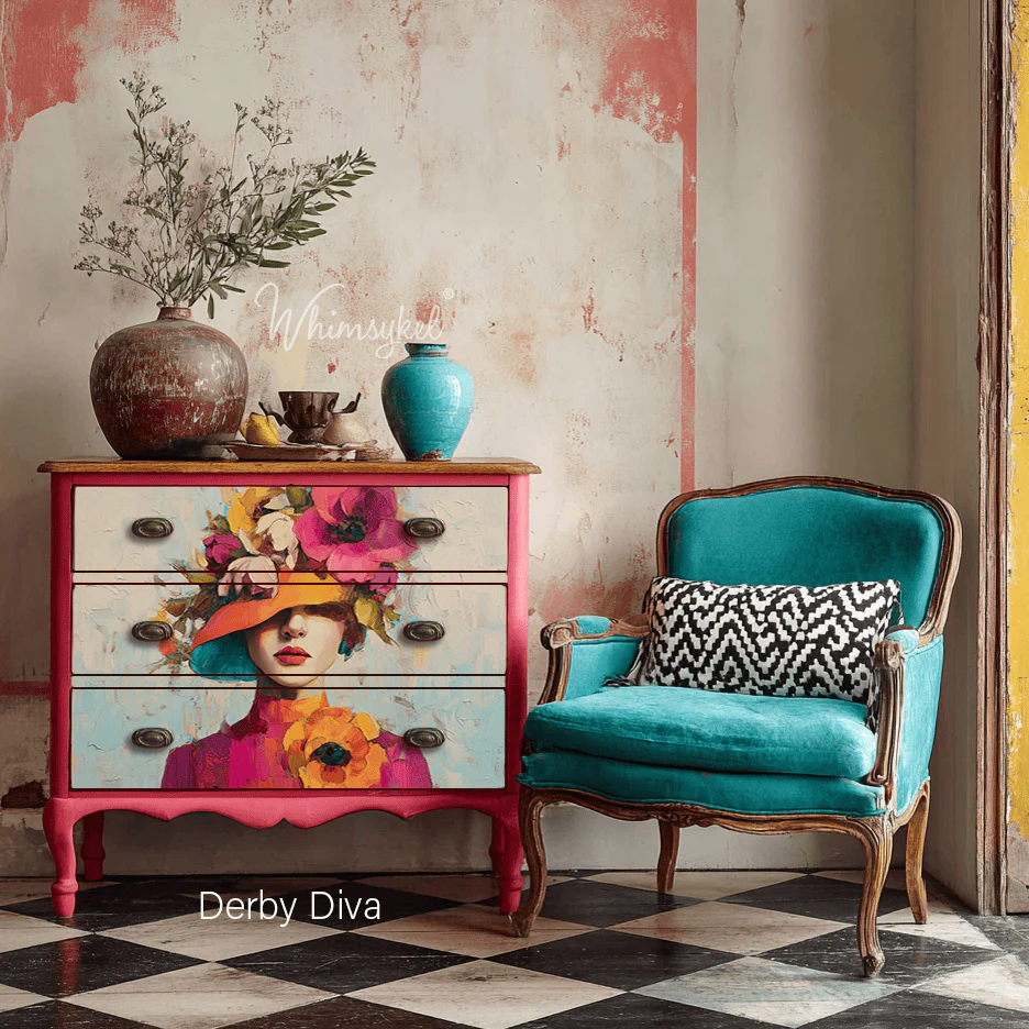 Whimsykel Derby Diva Floral Portrait Decoupage Paper | 21x29 - Image 2