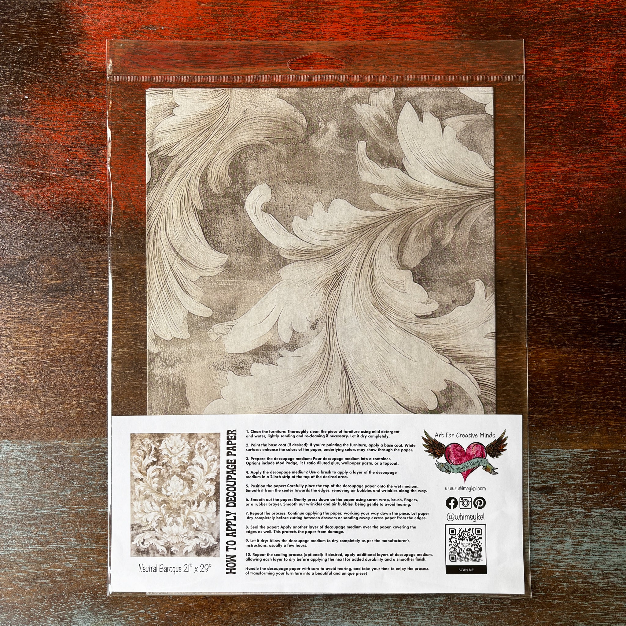 Whimsykel - Neutral Baroque Decoupage Paper (21x29 Size) - Image 3