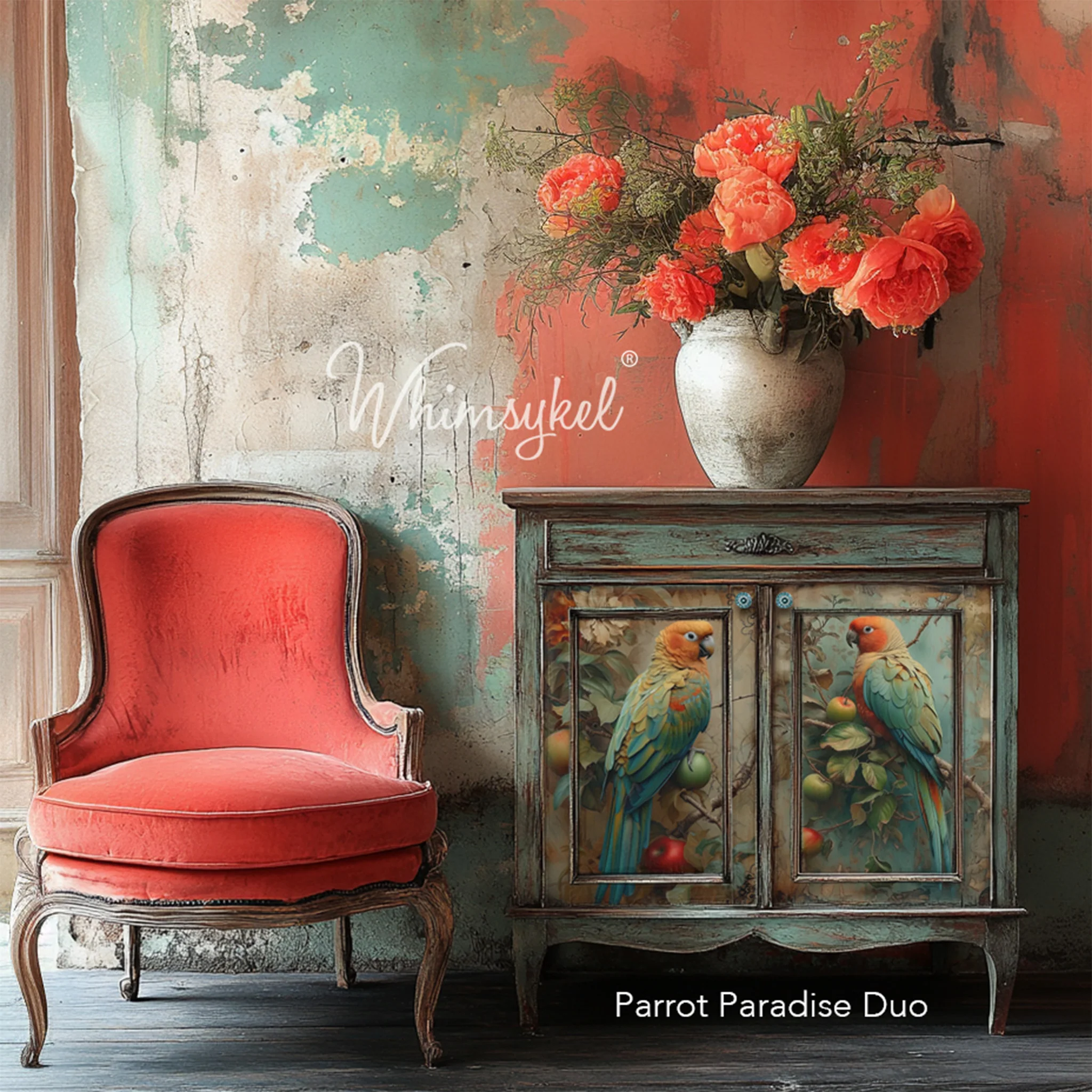 Whimsykel - Parrot Paradise Decoupage Paper (21x29 Size)
